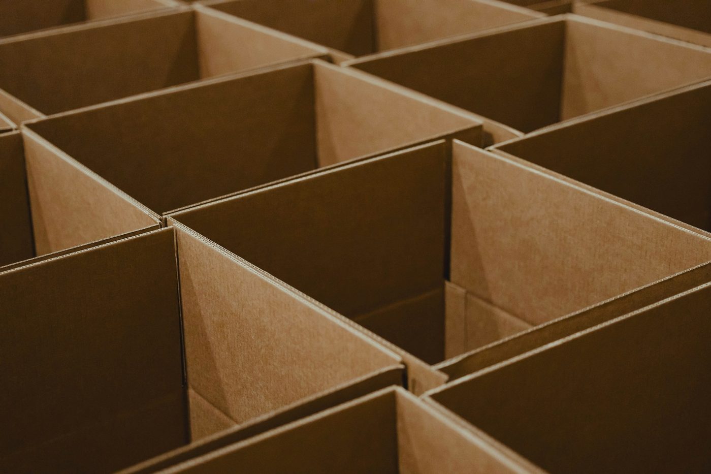 Empty cardboard compartments stacked up